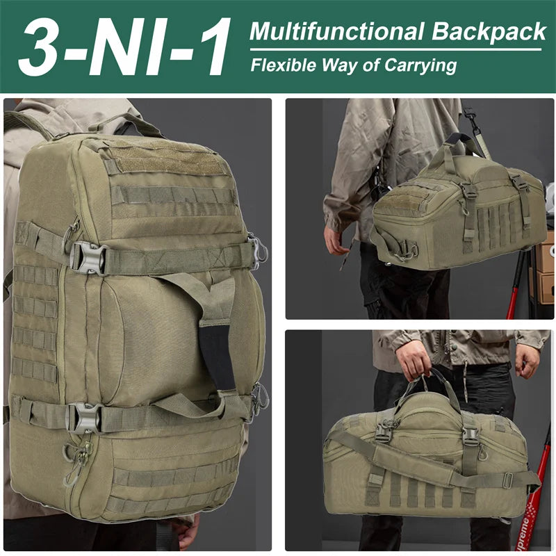 Tactical MOLLE Duffle Bag Backpack – 25L / 45L / 80L Outdoor Military Pack