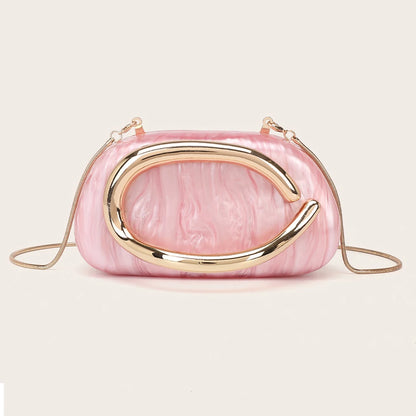 Luxury Evening Clutch Bag – Gold Metal Handle Wedding & Party Purse