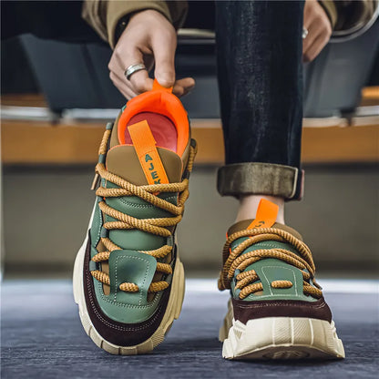 Men's Chunky Platform Sneakers – Casual Outdoor Lace-Up Shoes