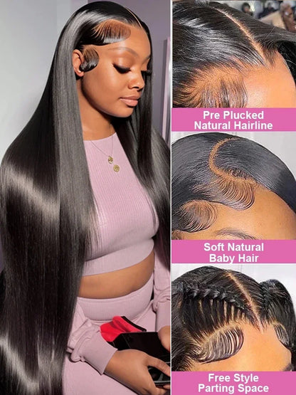 Straight HD Lace Front Wig 200 Density Human Hair 13x4 13x6 5x5 360
