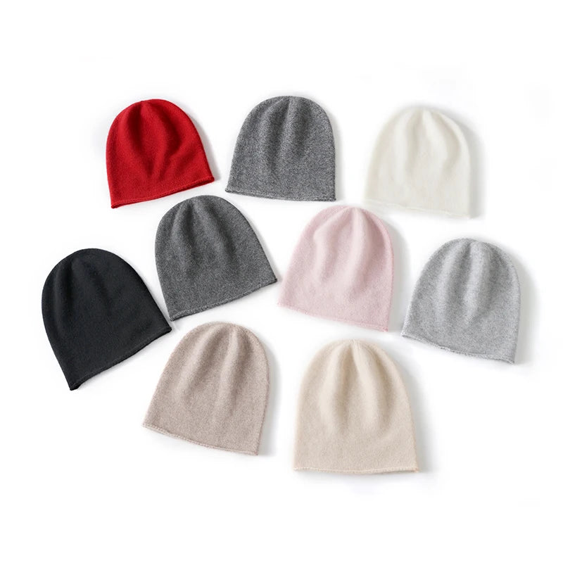 100% Cashmere Knit Beanie – Luxury Winter Hat for Women & Men