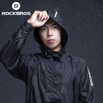 ROCKBROS Waterproof Cycling Jacket – Men's Hooded Raincoat