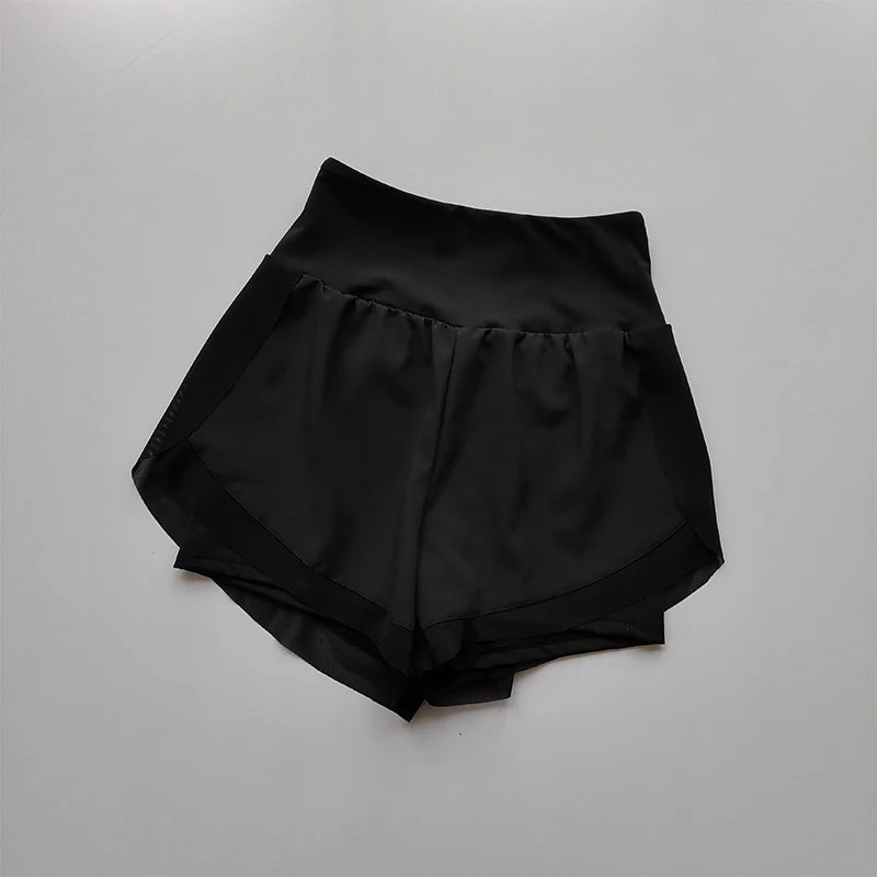Women's High-Waist Sports Shorts – Double Layer Quick-Dry