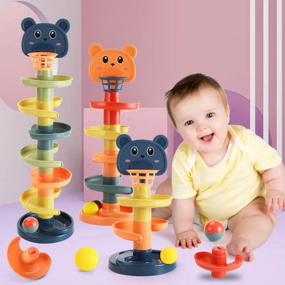 Montessori Rolling Ball Tower Baby Toy – Stacking Activity for Ages 1-3