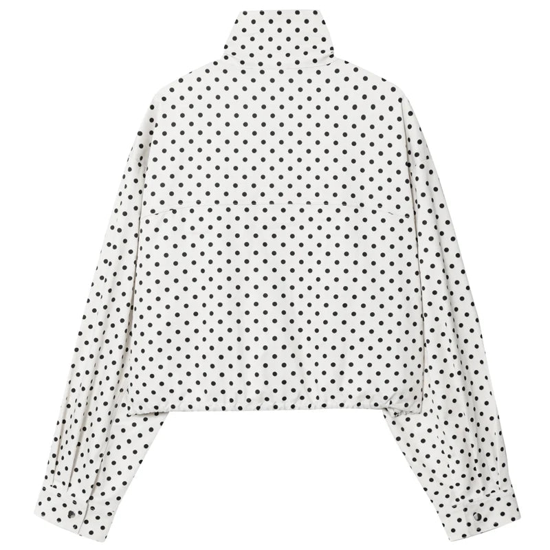 Polka Dot Bomber Jacket & Shorts Set – Women's Oversized Outerwear