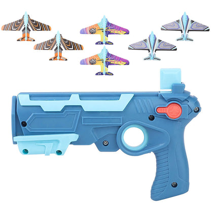 Airplane Launcher Toy Gun – 6 Foam Glider Planes for Kids