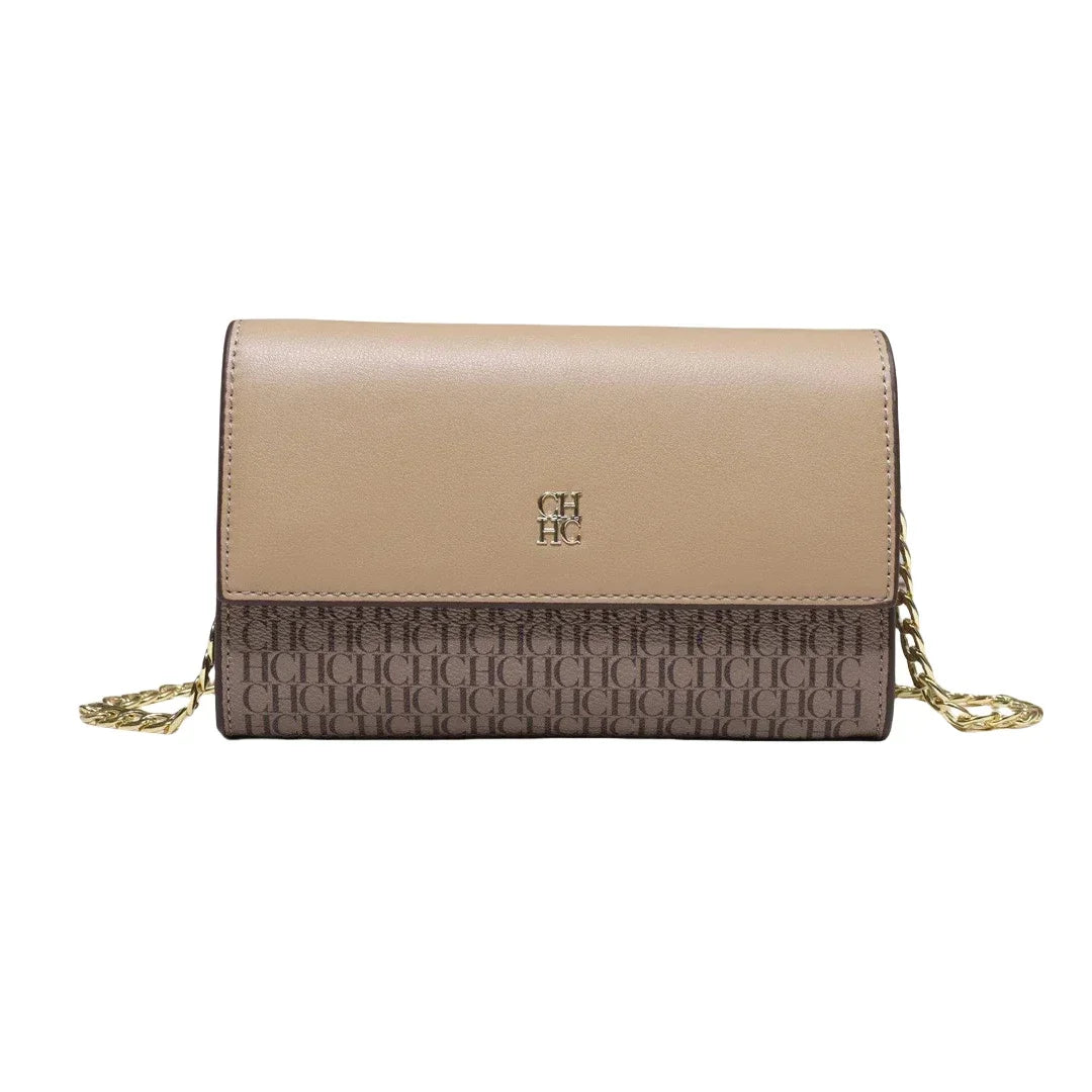 Women's Chain Crossbody Bag – Letter Print PU Leather Flap Shoulder Purse