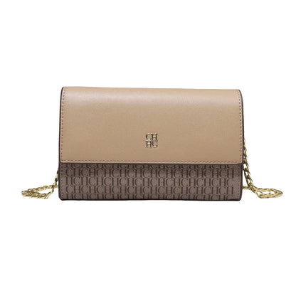 Women's Chain Crossbody Bag – Letter Print PU Leather Flap Shoulder Purse