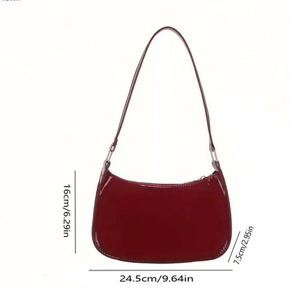 Patent Leather Shoulder Bag – Retro Underarm Handbag for Women