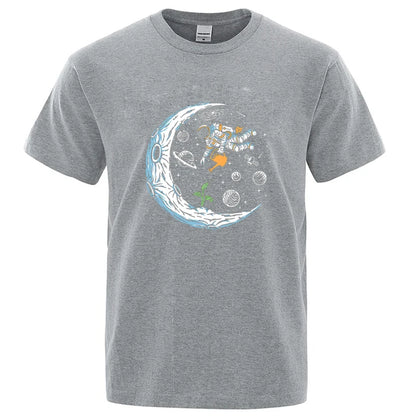 Funny Astronaut Graphic T Shirt Casual Cotton Blend Tee