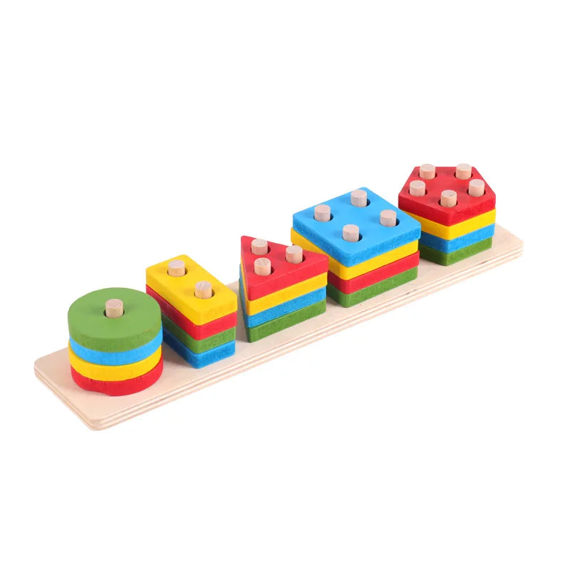 Montessori Wooden Shape Sorting Stacking Toy for Toddlers