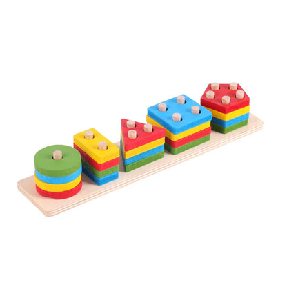 Montessori Wooden Shape Sorting Stacking Toy for Toddlers