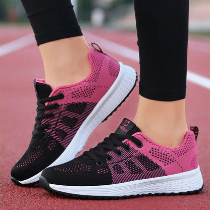 Women's Mesh Sport Sneakers – Lightweight Lace-Up Running Shoes