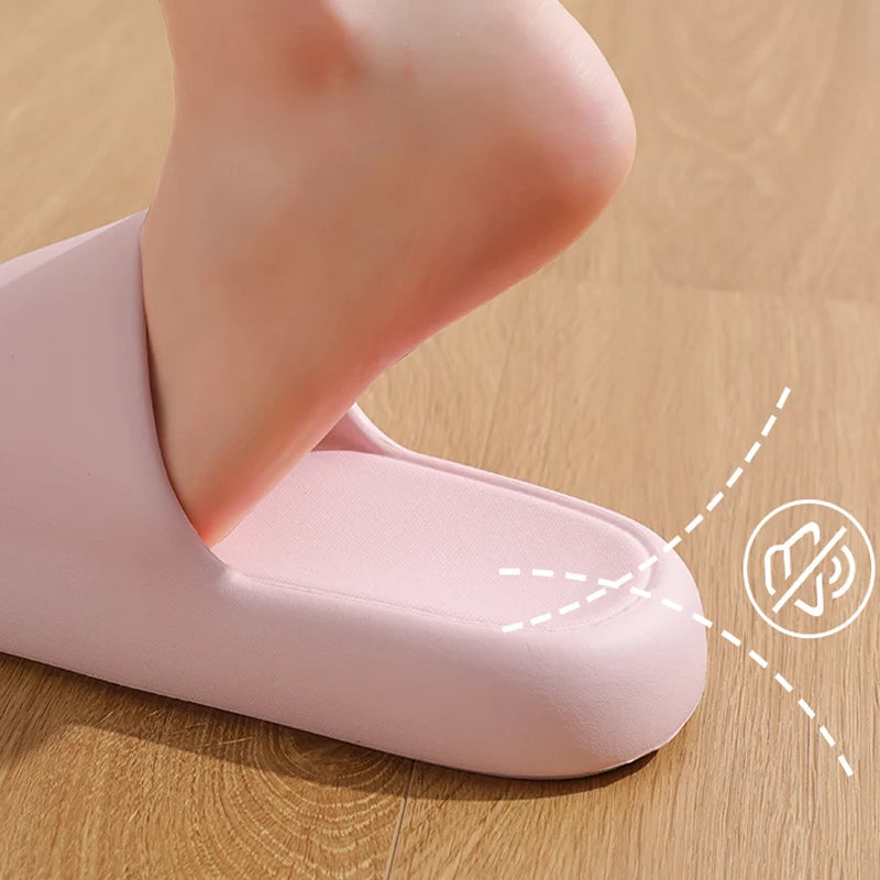 Unisex Bathroom Slippers Cloud Cushion Slides Summer Flat Sandals Thick Platform Shoes Man Indoor