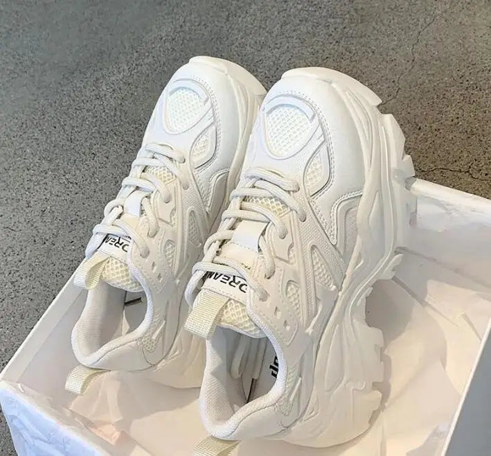 Women's Chunky Platform Sneakers – Casual Lace-Up Dad Shoes