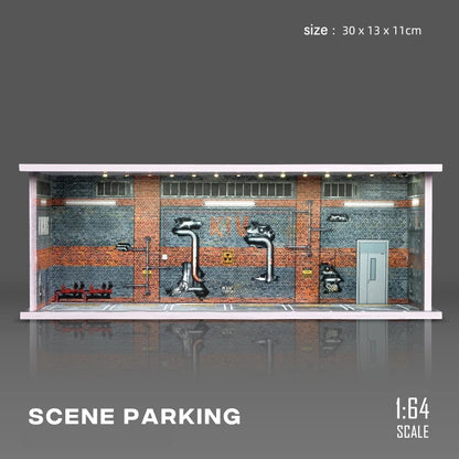 1:64 Scale Parking Garage Scene Model with LED Lights