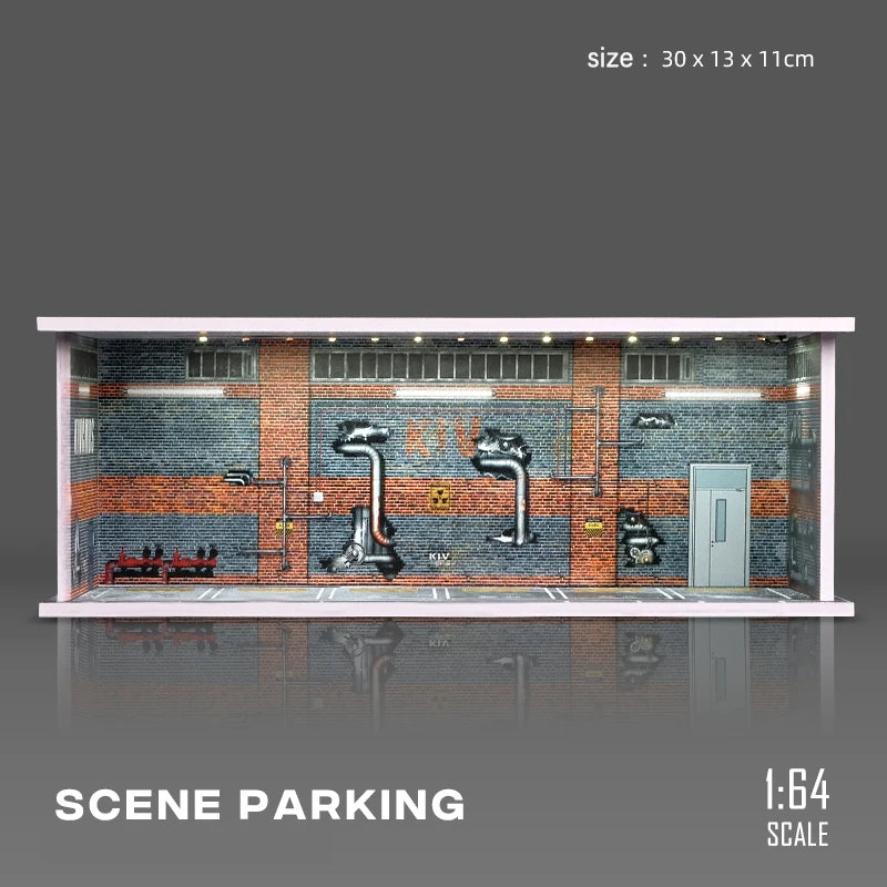 Garage Scene Diorama Model Kit – Collectible Decoration (No Dolls or Cars Included)
