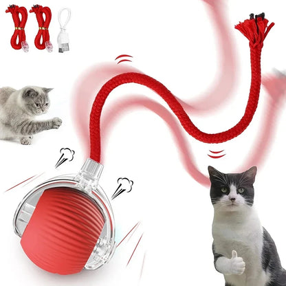 Automatic Rolling Ball Cat Toy with Fake Tail – USB Rechargeable