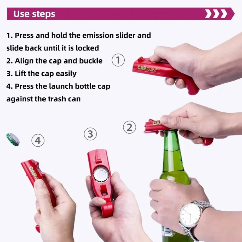 Cap Gun Beer Bottle Opener Portable Beverage Drinking Opening Launcher Kitchen Party Supply Bar Tool