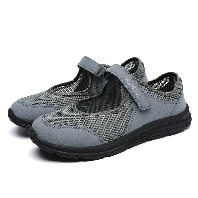 Women's Breathable Mesh Sneakers Casual Walking Shoes Velcro Strap