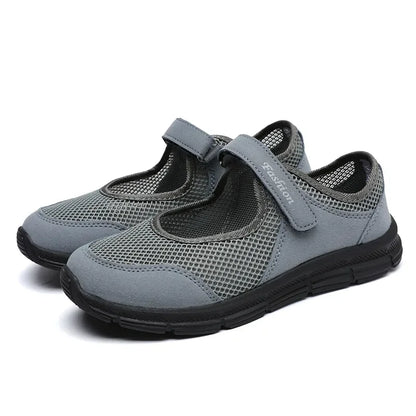 Women's Breathable Mesh Sneakers Casual Walking Shoes Velcro Strap