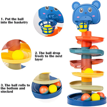 Montessori Rolling Ball Tower Baby Toy – Stacking Activity for Ages 1-3
