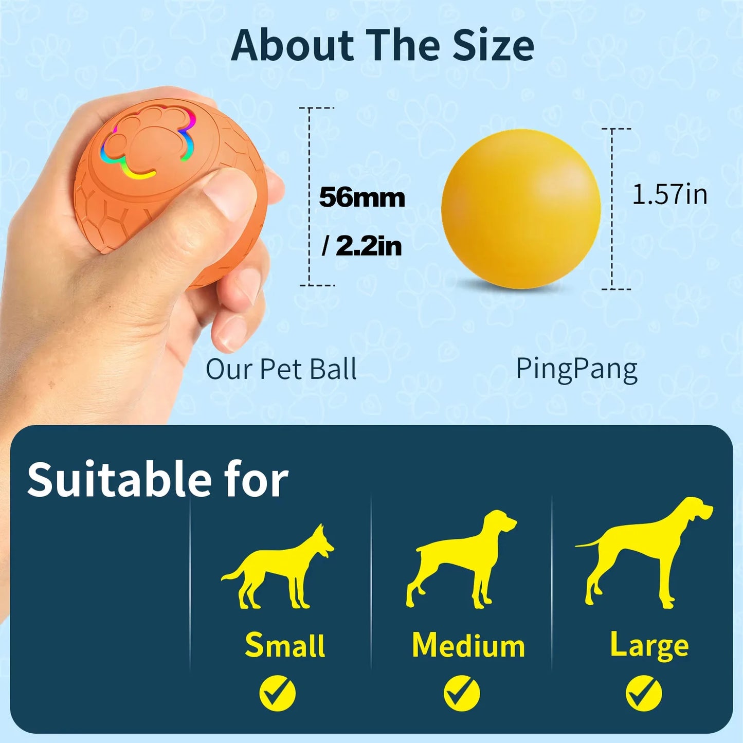 Interactive Smart Pet Toy Ball – Auto Rolling, RGB Lights, USB Rechargeable for Dogs & Cats