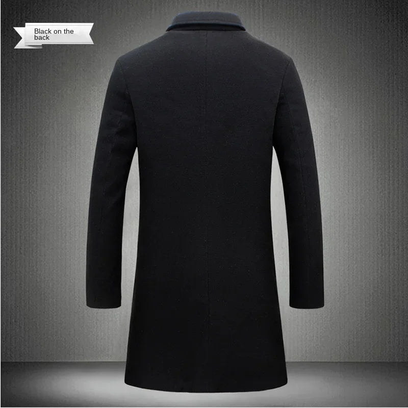Men's Slim Wool-Blend Long Overcoat – Business Casual Windbreaker