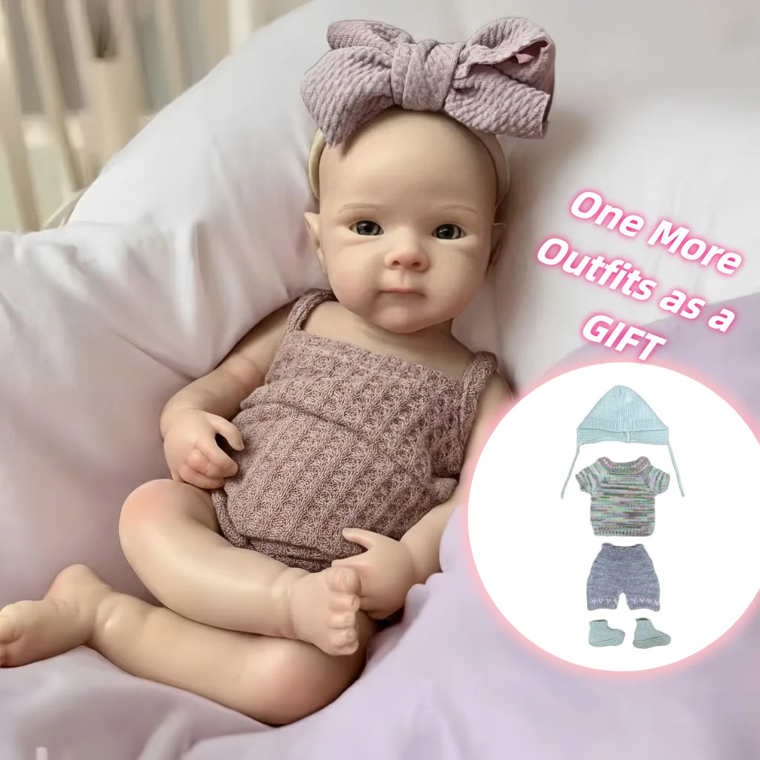 13-Inch Reborn Baby Girl Doll – Soft Silicone, Handmade with 2 Outfits