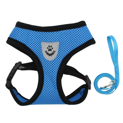 Breathable Mesh Cat & Dog Harness with Leash – Adjustable Reflective Vest