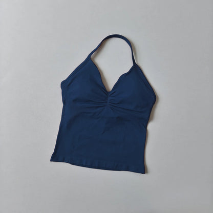 Women's Strappy Backless Crop Top & Scrunch Shorts Set – Gym Yoga Activewear