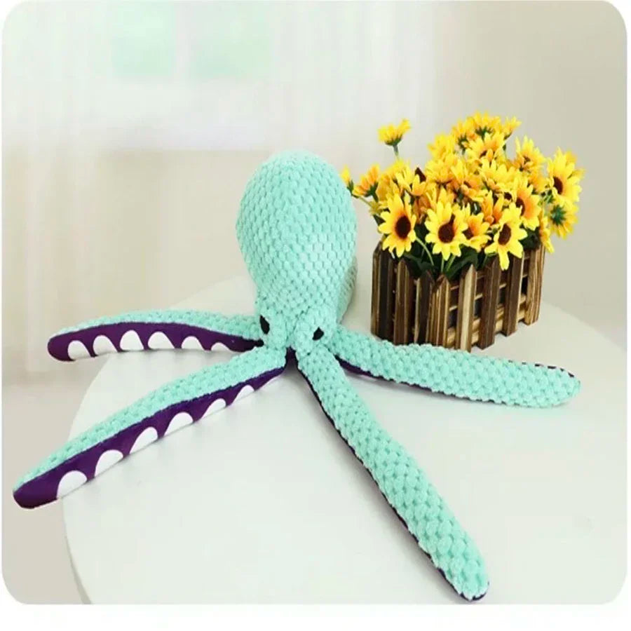 Octopus Dog Toy - Interactive Squeaky Plush Chew Toy