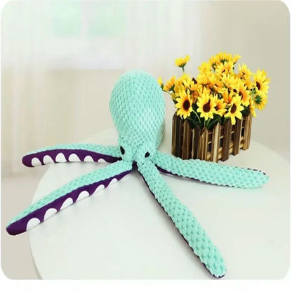 Octopus Dog Toy - Interactive Squeaky Plush Chew Toy