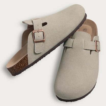 Suede Mule Clogs – Women's Arch Support Cork Outdoor Slippers
