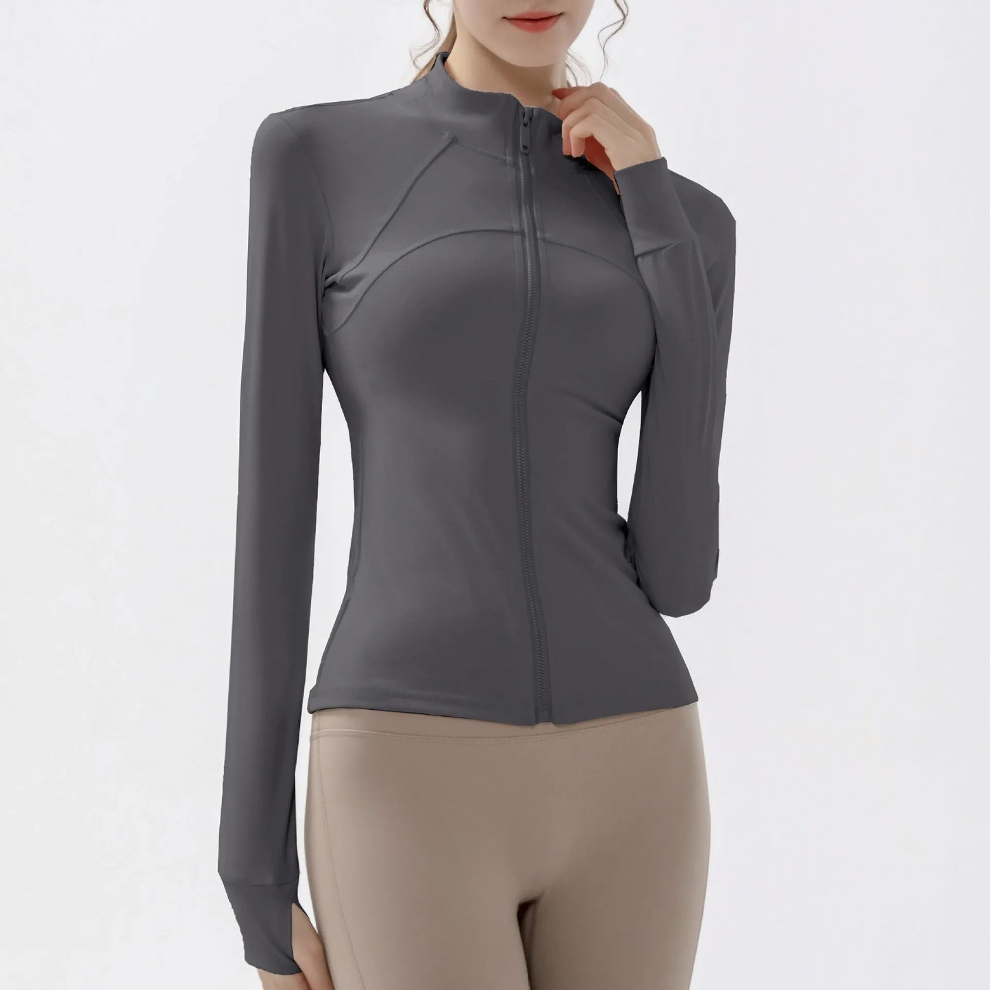 Women's Quick-Dry Sports Jacket – Long Sleeve Zip-Up Gym Coat