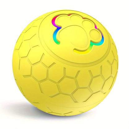Interactive Smart Pet Toy Ball – Auto Rolling, RGB Lights, USB Rechargeable for Dogs & Cats