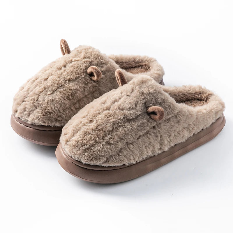 Women S Winter Warm Cute Cartoon Slippers Closed Toe Non Slip Furry House Shoes Men Indoor Bedroom