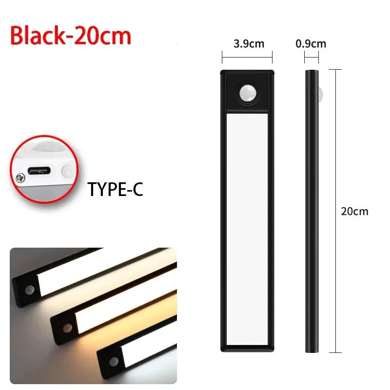 Led Motion Sensor Light Night Wireless Usb Under Cabinet Kitchen Bedroom Wardrobe Indoor Lighting
