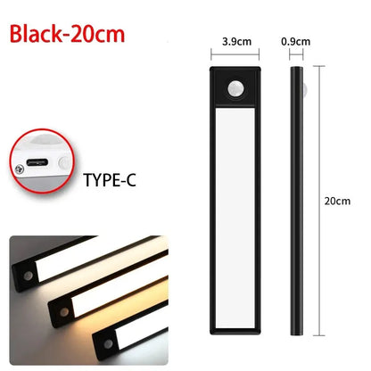 Led Motion Sensor Light Night Wireless Usb Under Cabinet Kitchen Bedroom Wardrobe Indoor Lighting