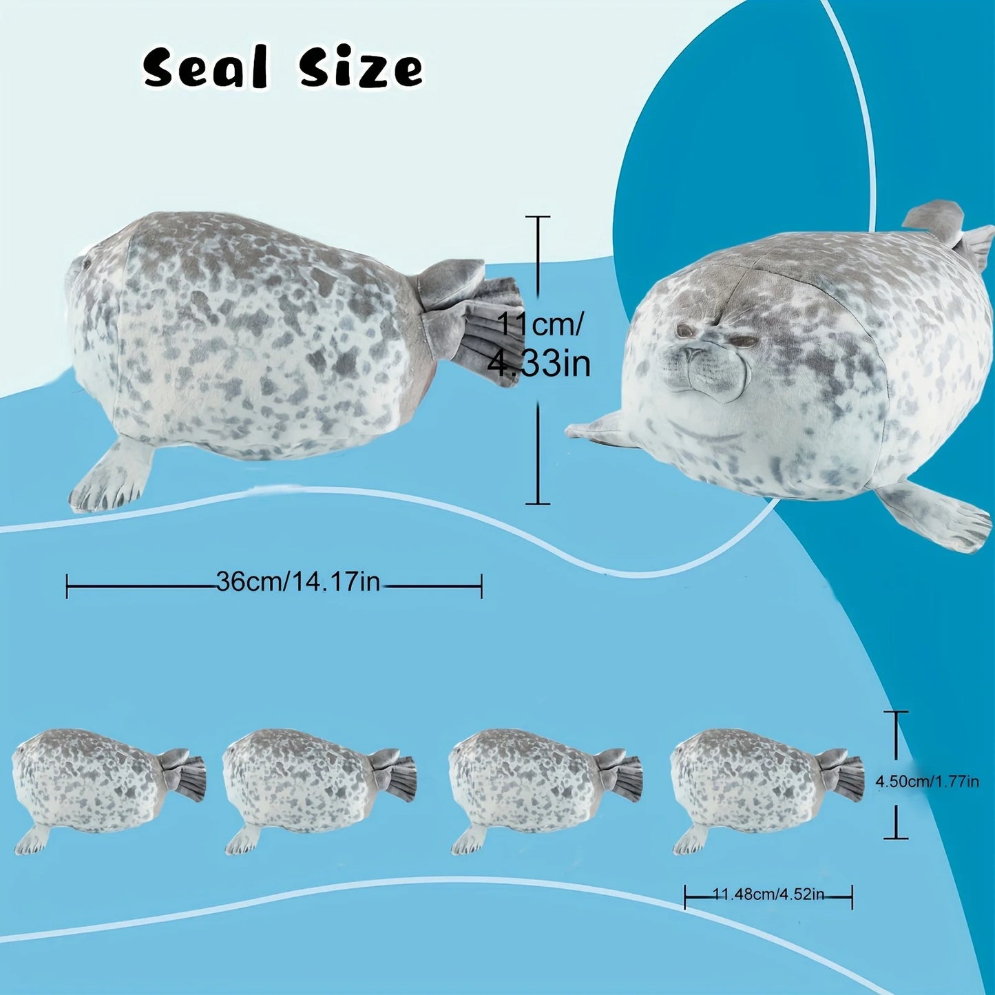 Chubby Seal Plush Pillow Set – Mom & 4 Baby Stuffed Toys
