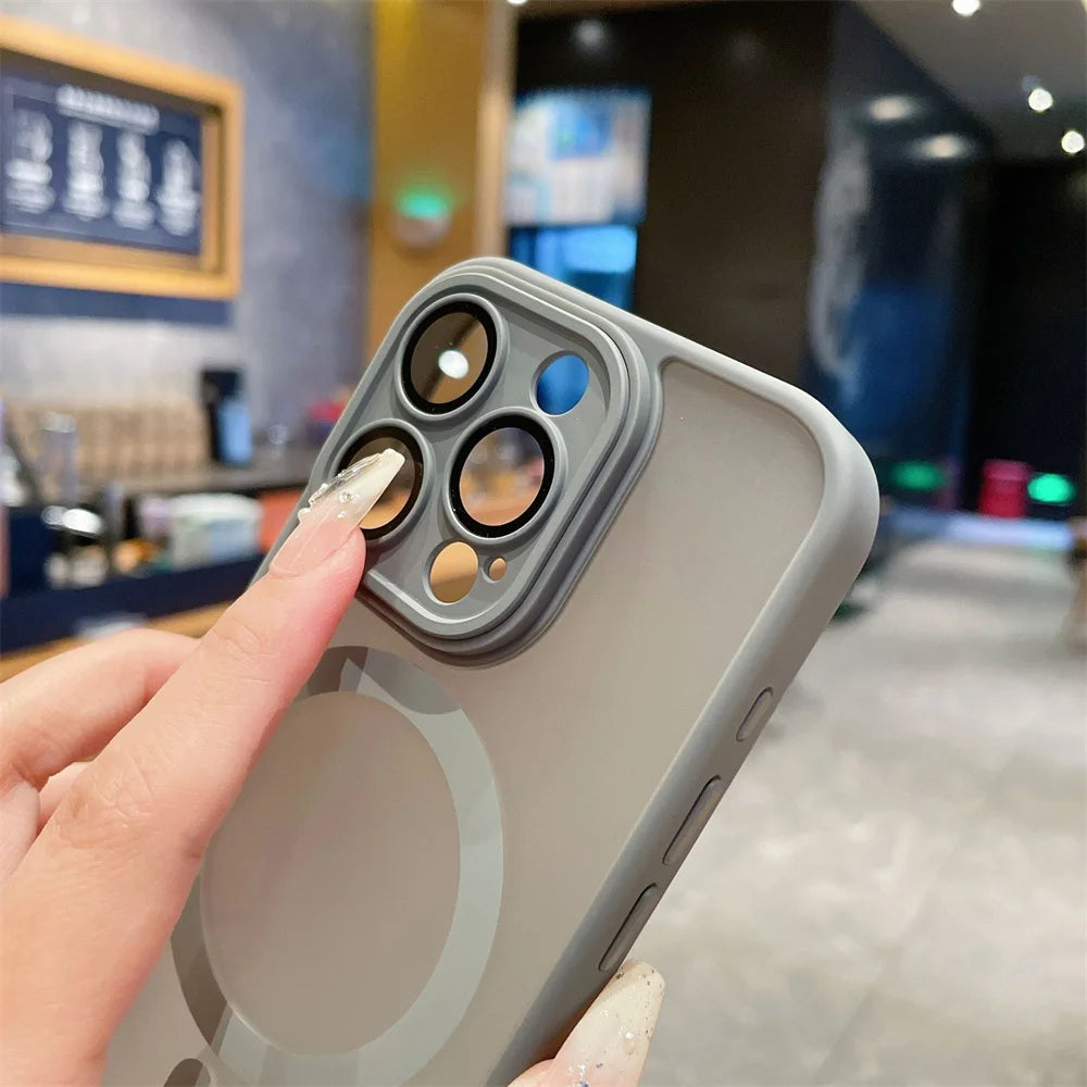 Lens Protection Case Iphone 11 12 13 Proa Mx Mini 15 16 Plus 14 Matte Translucent Magsafe Wireless