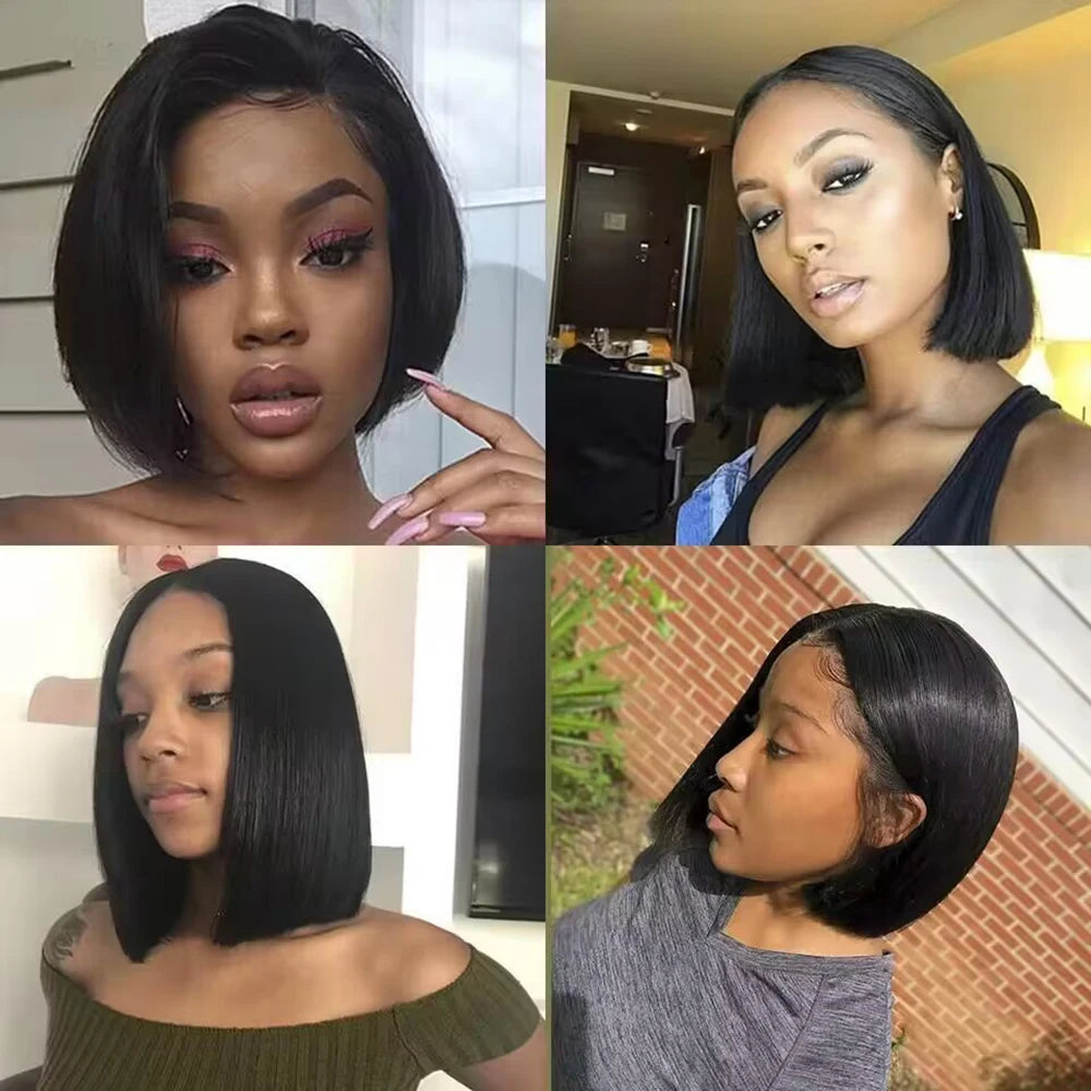 Bob Wig Human Hair – 13x4 HD Lace Front, Short Straight, 200% Density