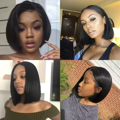 Bob Wig Human Hair – 13x4 HD Lace Front, Short Straight, 200% Density
