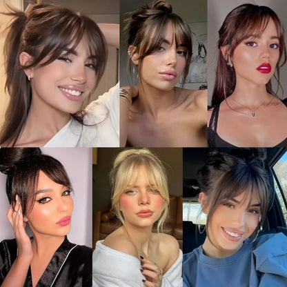 Clip-In Bangs Hair Extension Middle Part Natural Seamless Fringe