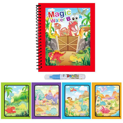 Magic Water Drawing Book for Kids with Pen – Reusable Coloring Activity