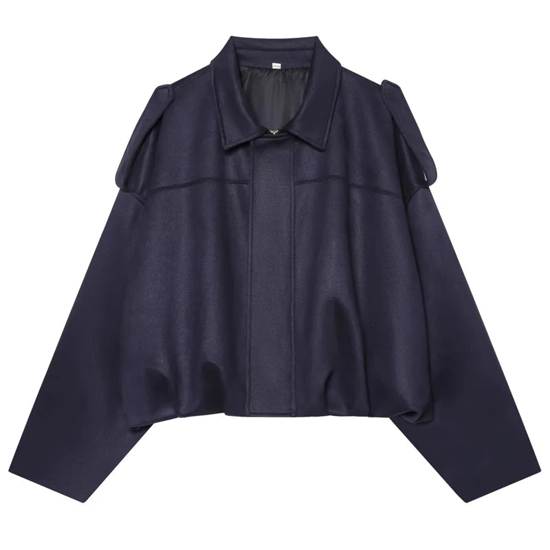 Women's Cropped Suede Bomber Jacket – Lapel Zip Racing Coat