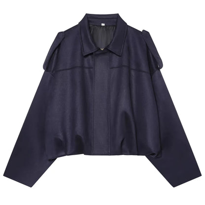 Women's Suede Cropped Bomber Jacket – Oversized Batwing Coat