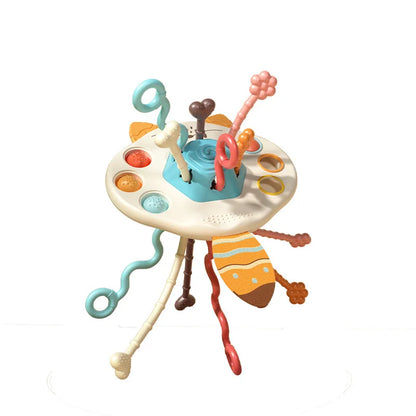 Baby Pull String Sensory Toy – Silicone Teething Rattle
