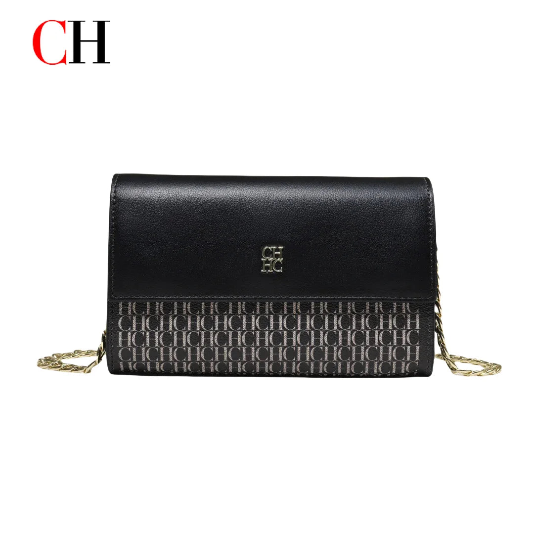 Women's Chain Crossbody Bag – Letter Print PU Leather Flap Shoulder Purse