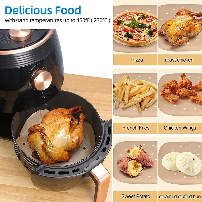 Air Fryer Parchment Paper Liners – Square Perforated